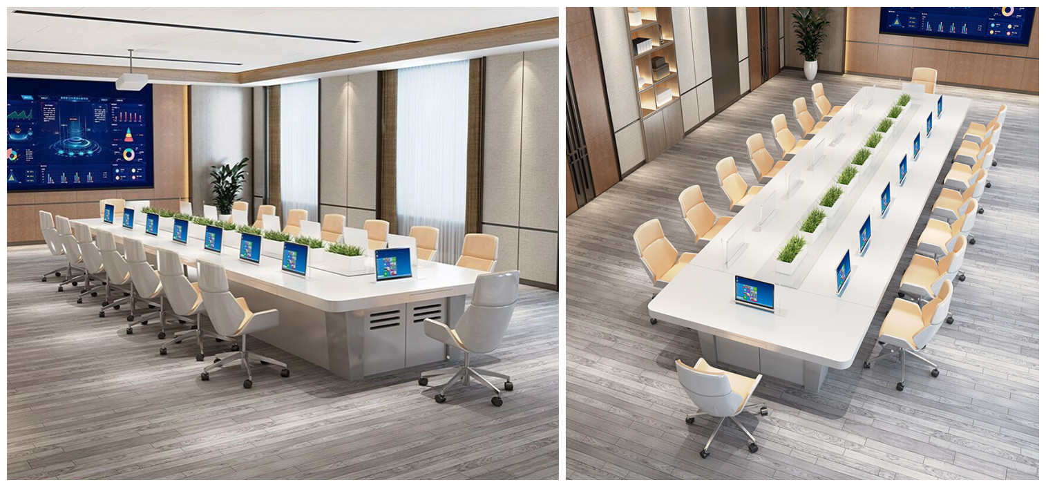 辦公無紙化會議桌 烤漆無紙化會議圓桌-品源辦公家具定制